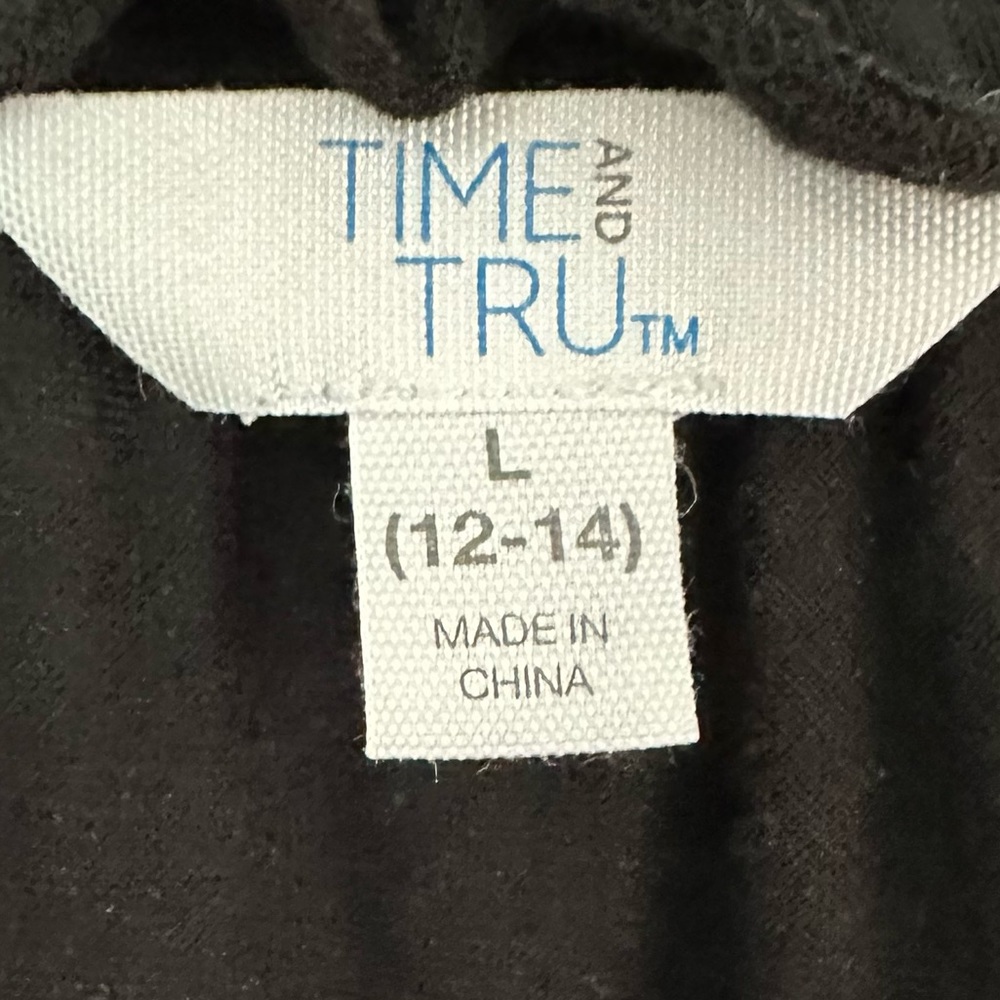 Time and Tru Embroidered Boho Black White Tie Front Top Size L - Picture 11 of 13